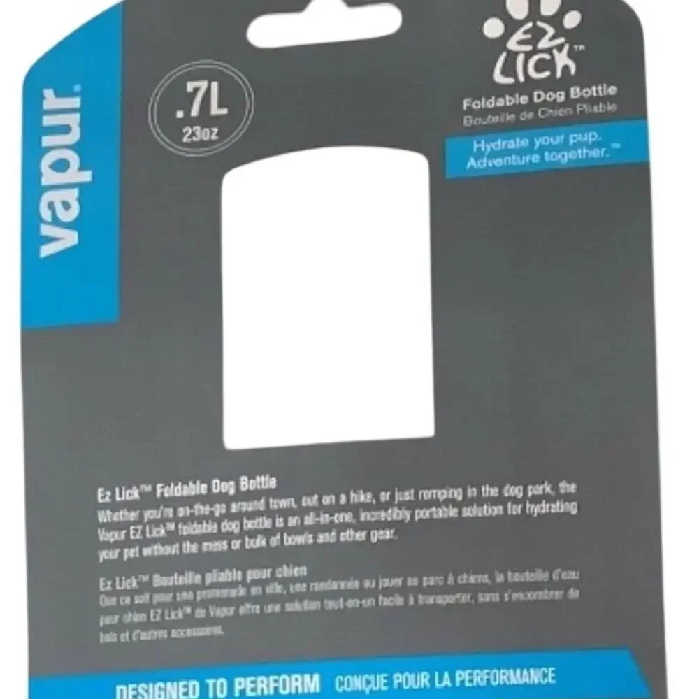 Vapur EZ Lick™ Collapsible Dog Water Bottle 23 oz Whiteout Lick‑Activated, White